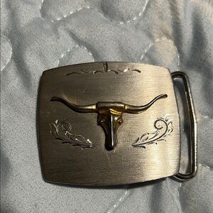 Silver and Gold Bull Belt Buckle ANSON